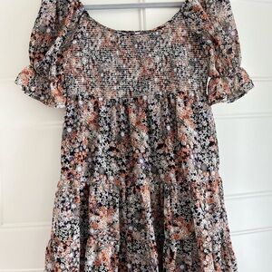 Altar’d State Floral Smocked Dress with Ruffle Sleeves